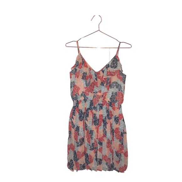 BCBG GENERATION lined ruffle detail multi color adjustable strap dress small - Picture 3 of 9